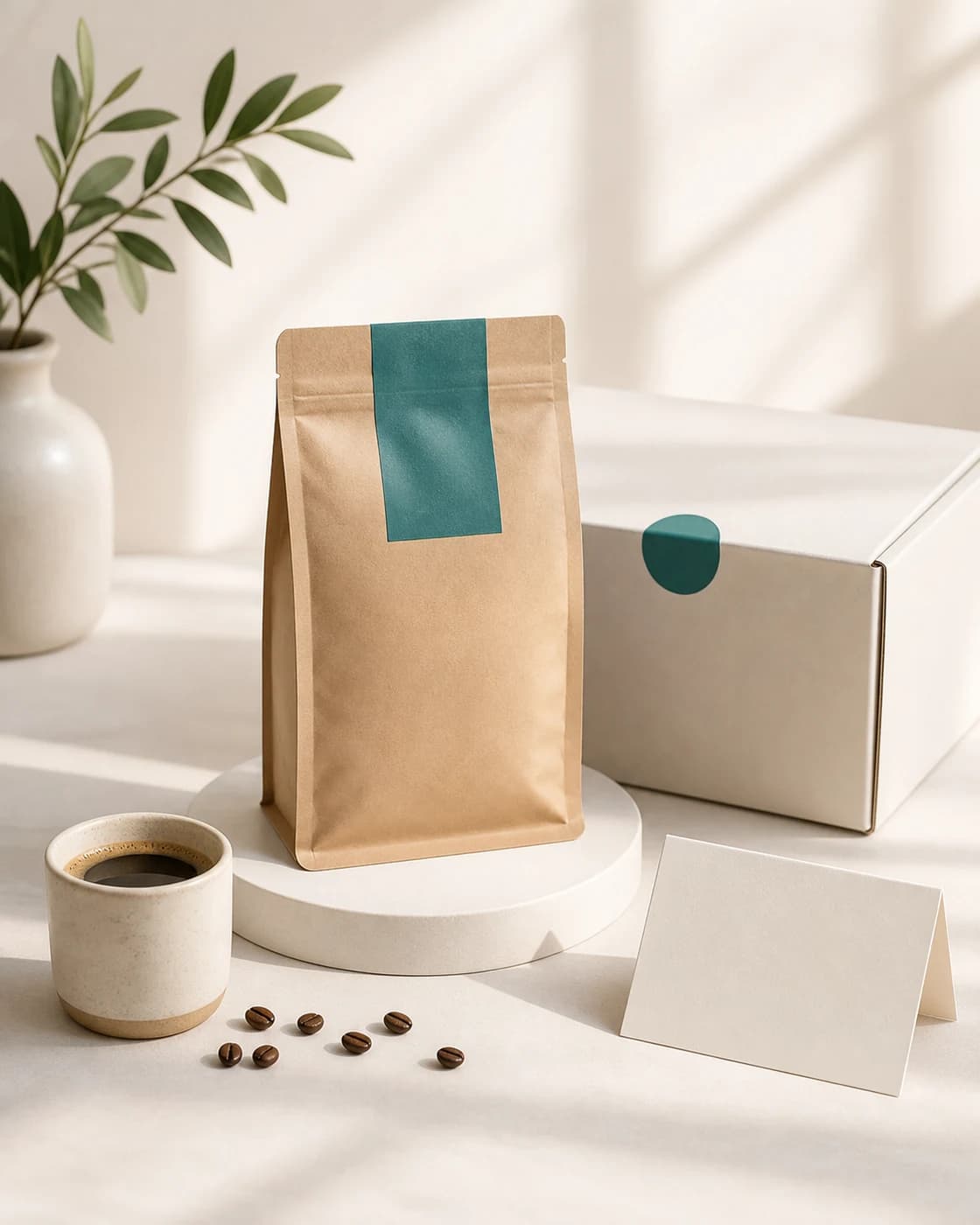 Boutique coffee subscription product shot generated by Jounce Art.